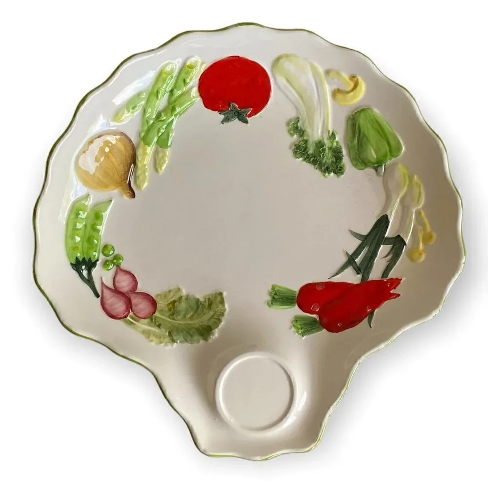 White Porcelain Platter With Colorful Painted Vegetables